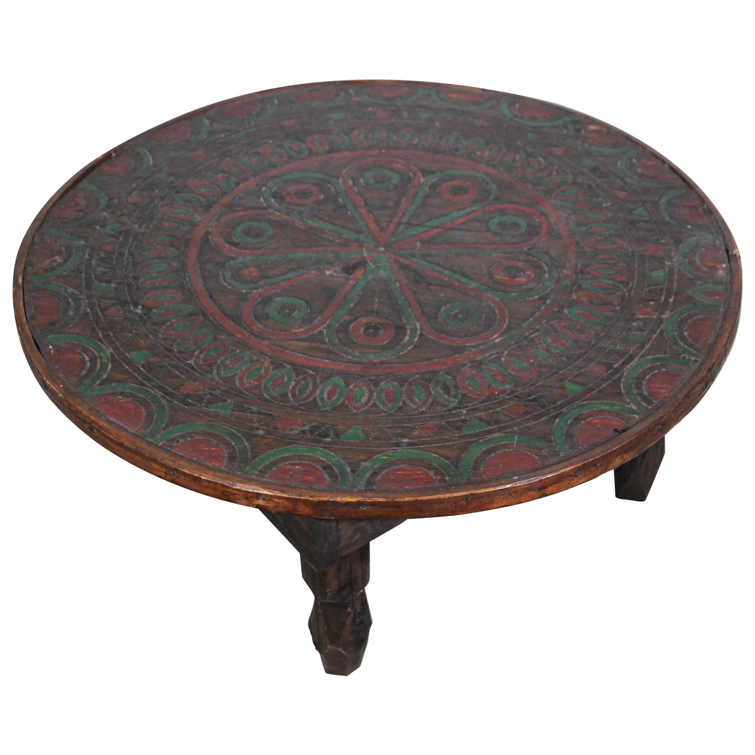 Moroccan Hand Carved Tribal Ethnic Low Coffee Table