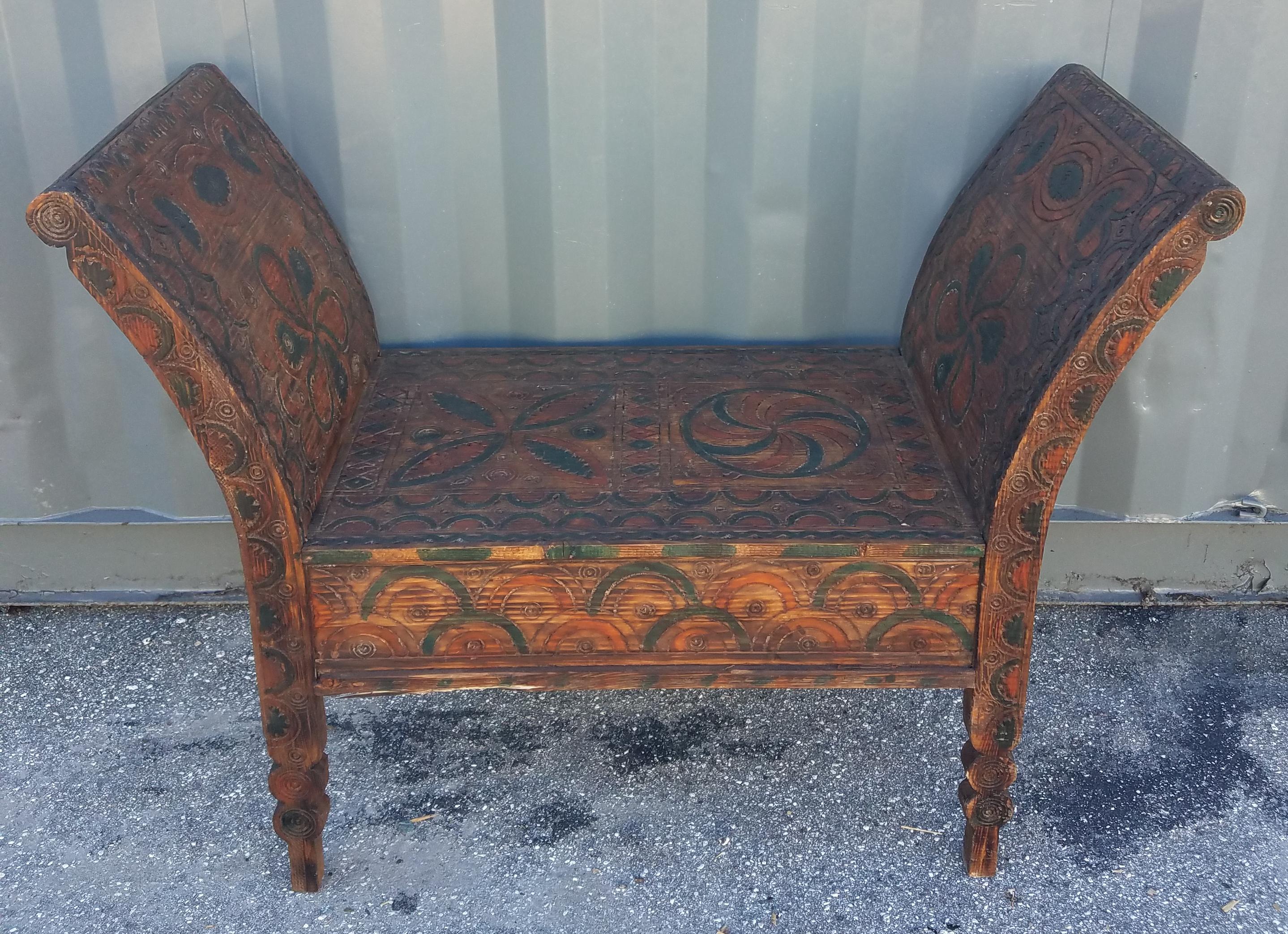 hand carved wood benches