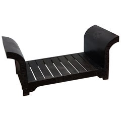 Moroccan Hand Carved Wooden Bench, Meridian Style
