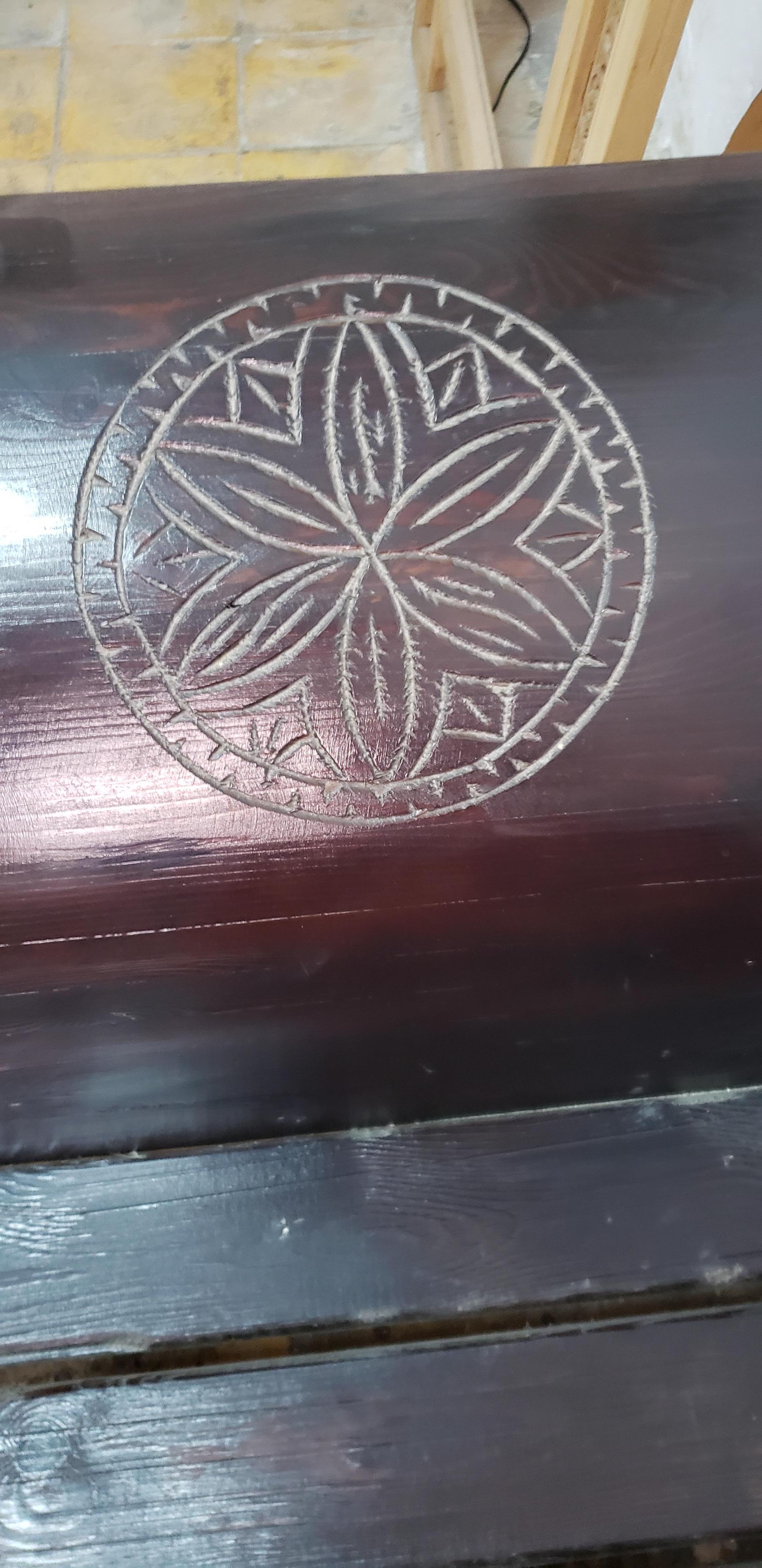 Moroccan Hand Carved Wooden Bench, Meridian Style In New Condition For Sale In Orlando, FL