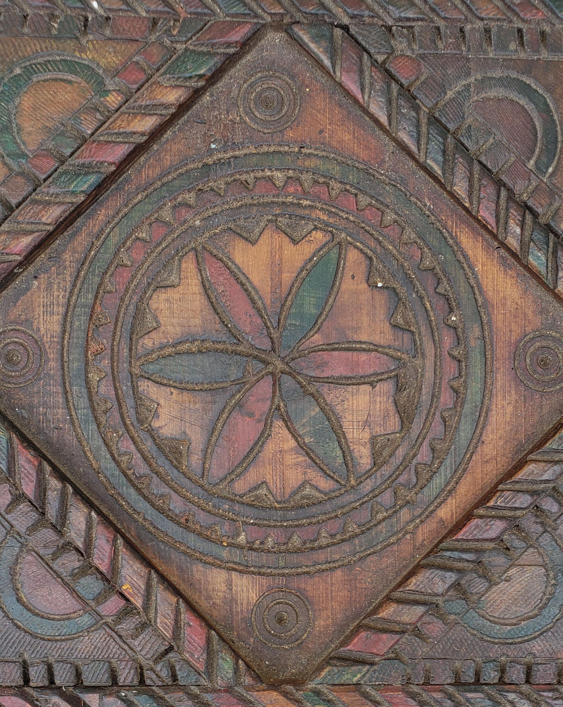 Moroccan Hand Carved Wooden Side Table, Square In Excellent Condition For Sale In Orlando, FL