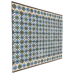 Vintage Moroccan Hand-Crafted encaustic Cement Tile with Traditional Fez Moorish Design