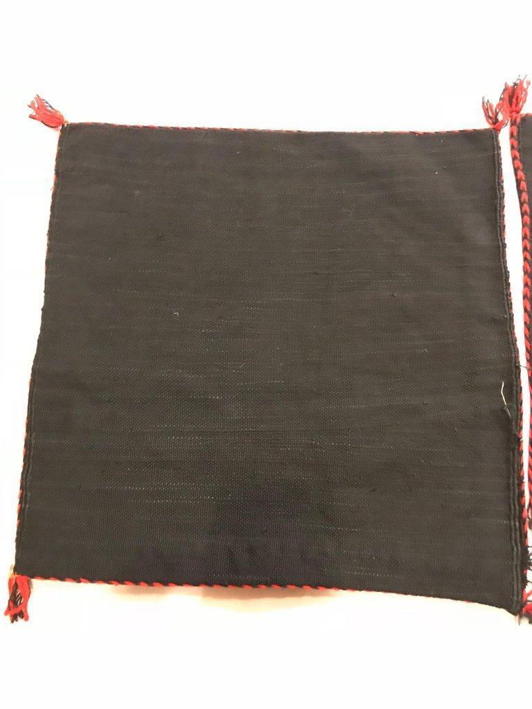Moroccan Hand-Loomed Wool Pillow in Black, a Pair 3