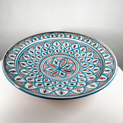 Moroccan Hand Painted Blue Couscous Platter Assala Safi Pottery