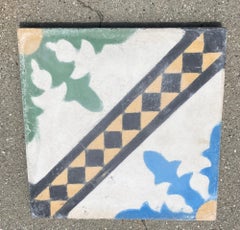 Moroccan Hand Painted Cement Tile with Traditional Fez Design
