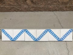 Moroccan Hand Painted Cement Tiles with Traditional Fez Design Set of 6
