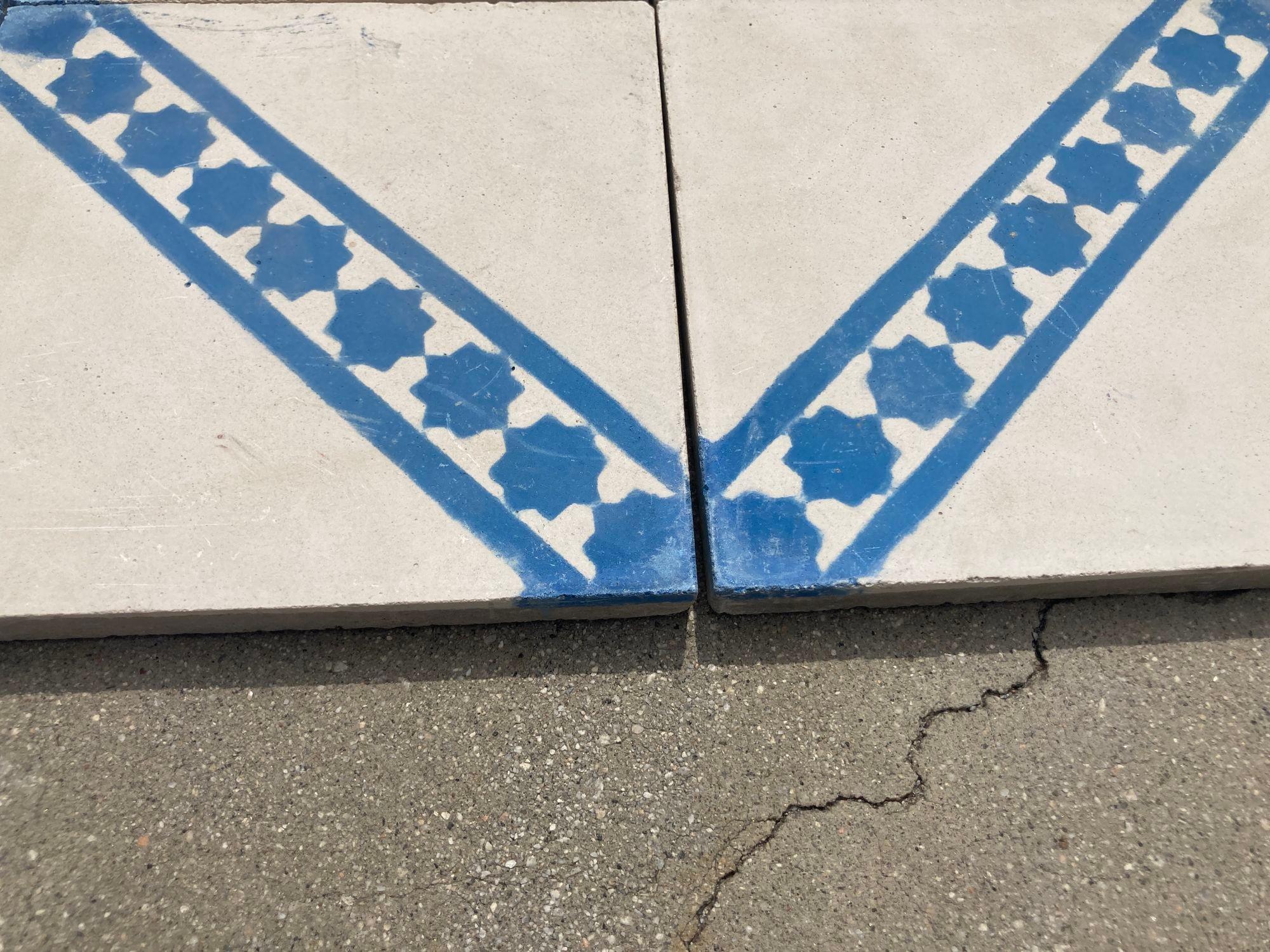 Juego de 6 baldosas marroquíes de cemento pintadas a mano con diseño tradicional de Fez en venta 12