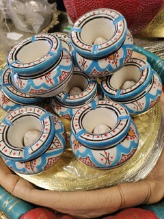 Moroccan Hand Painted Ceramic Astrays from Fez set of 6