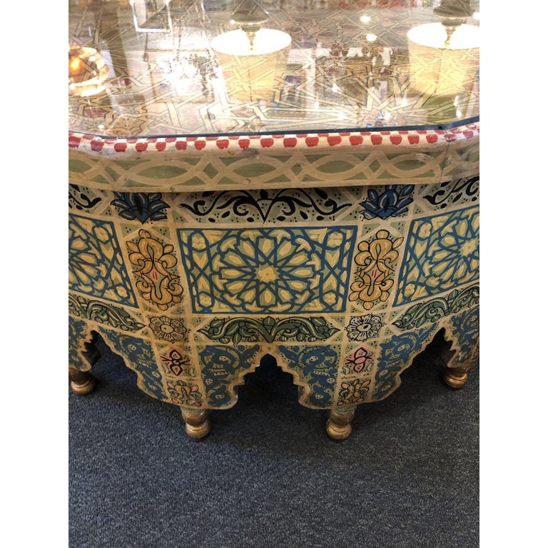 Moroccan Hand Painted Coffee Table For Sale at 1stDibs