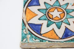Moroccan Hand Painted Crackle Glazed Ceramic Tile