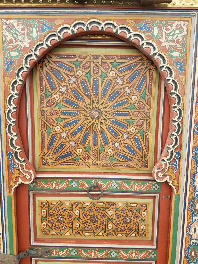 Moroccan Hand Painted Double Door For Sale at 1stDibs