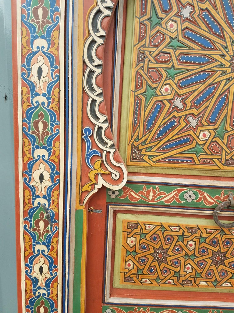 Moroccan Hand Painted Double Door For Sale at 1stDibs