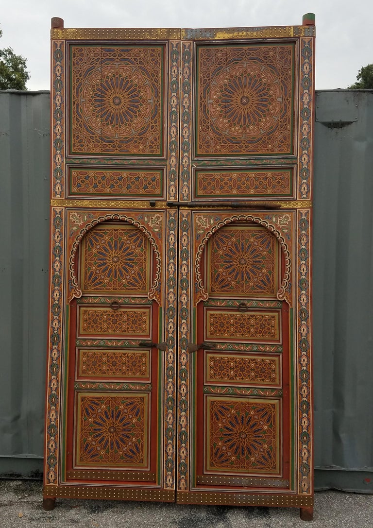 Moroccan Hand Painted Double Door For Sale at 1stDibs