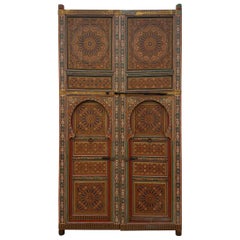 Vintage Moroccan Hand Painted Double Door