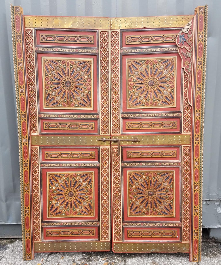 Moroccan HandPainted Double Door, Wooden For Sale at 1stDibs