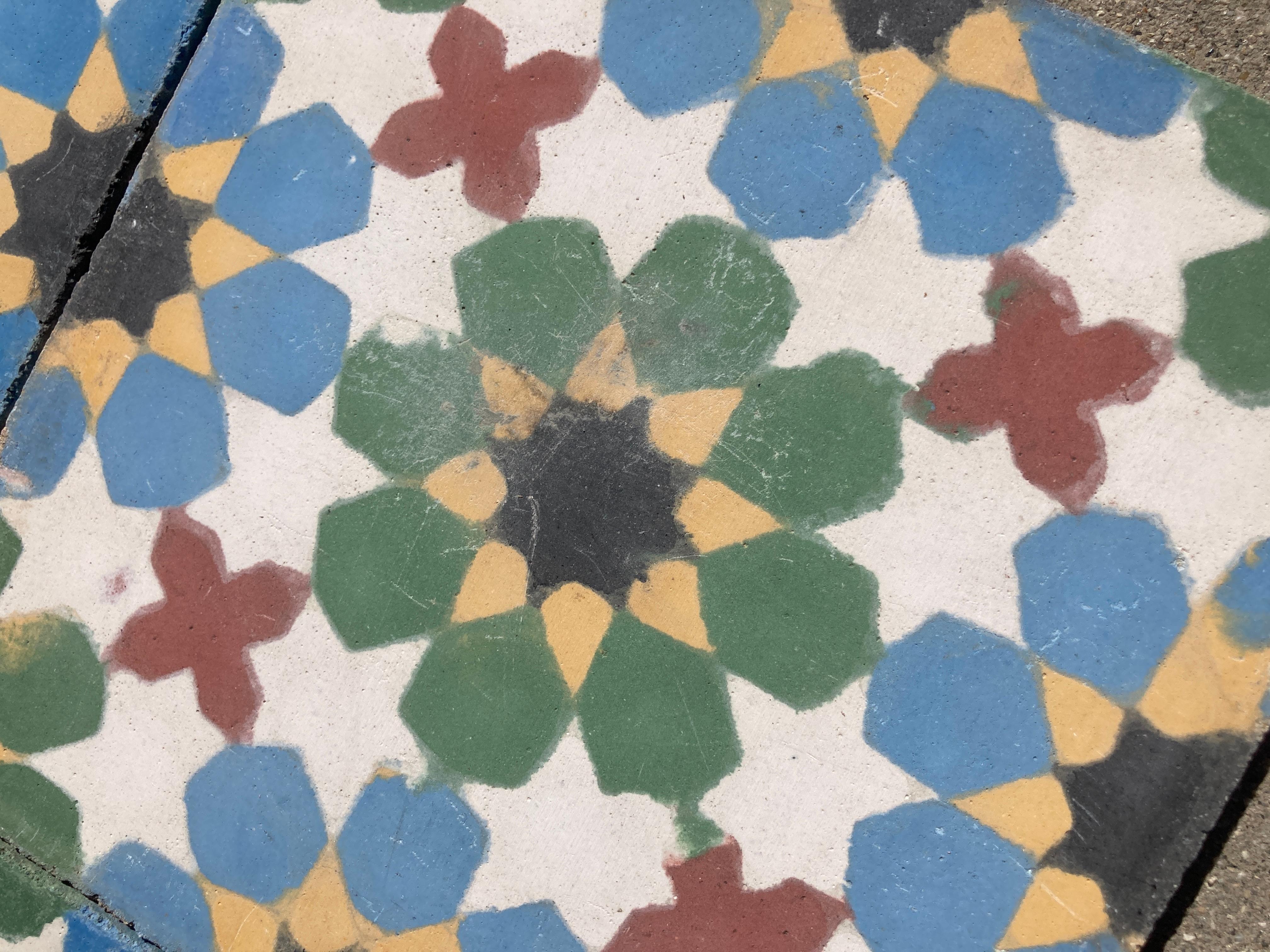 Moroccan Encaustic Cement Tiles with Traditional Fez Moorish Design 2