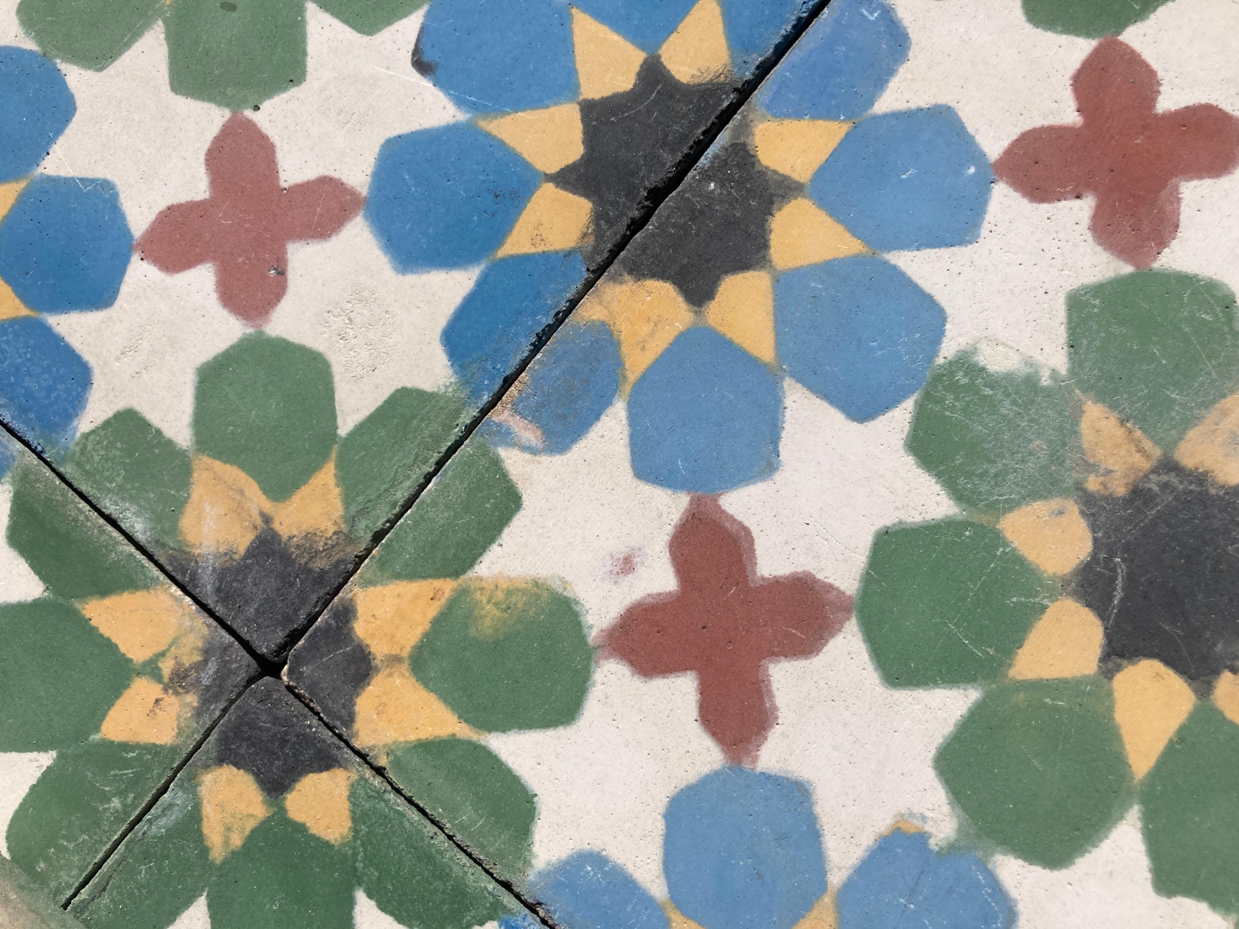 Moroccan Encaustic Cement Tiles with Traditional Fez Moorish Design 1