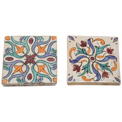 Retro Moroccan Hand Painted Glazed Ceramic Moorish Tiles