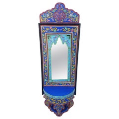 Moroccan Hand Painted Mirror, SP Blue