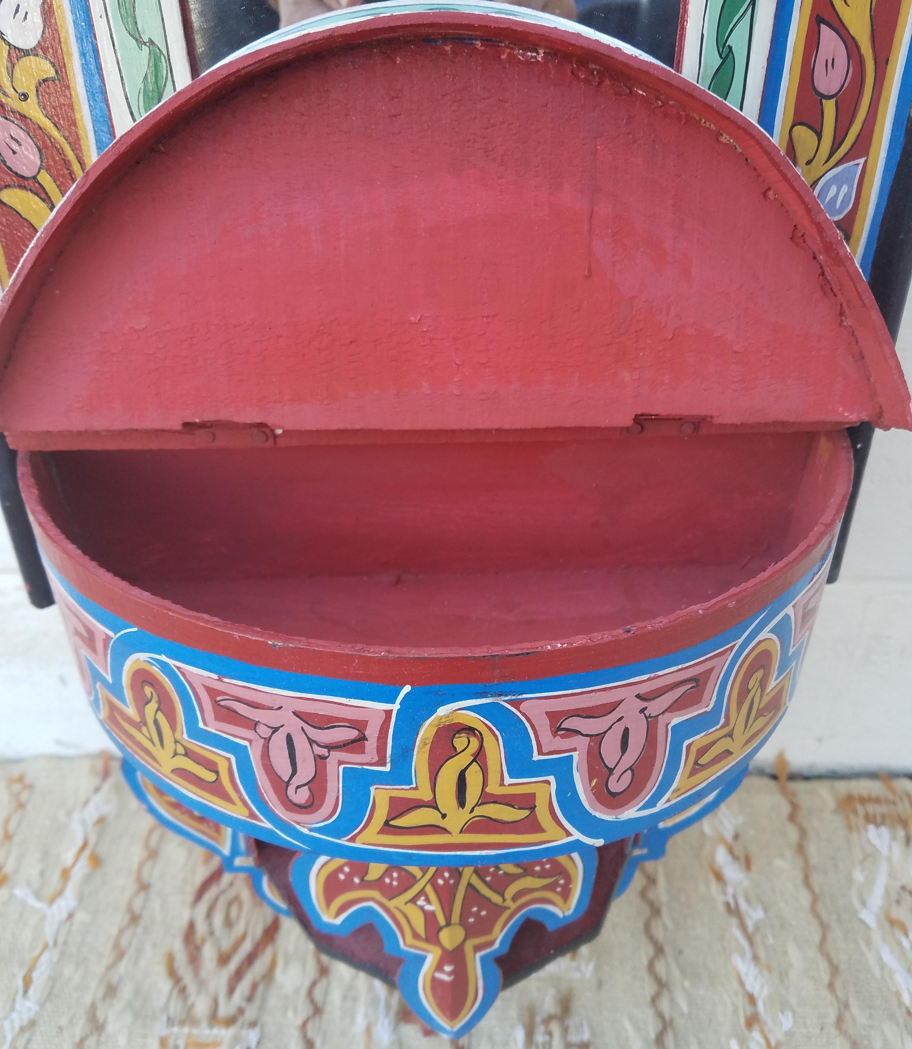 Moroccan Hand Painted Mirror, SP Red For Sale 1