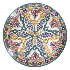Moroccan Hand Painted Pottery Plate, Multi-Color 100