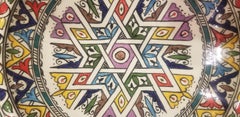 Moroccan Hand Painted Pottery Plate, Multi-Color 101