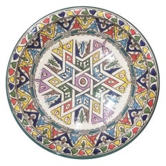 Moroccan Hand Painted Pottery Plate, Multi-Color 101