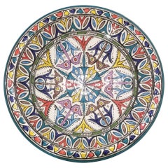 Moroccan Hand Painted Pottery Plate, Multi-Color 91