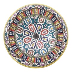 Moroccan Hand Painted Pottery Plate, Multi-Color 92