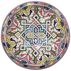 Moroccan Hand Painted Pottery Plate, Multi-Color 94