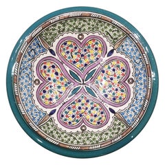 Moroccan Hand Painted Pottery Plate, Multi-Color 95