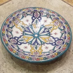 Moroccan Hand Painted Pottery Plate, Multi-Color 96