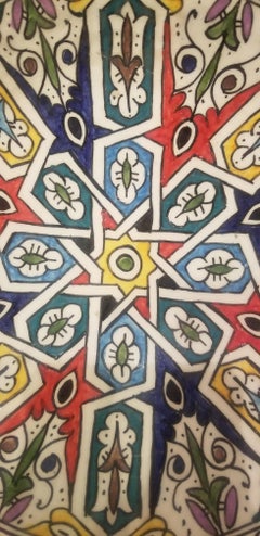 Moroccan Hand Painted Pottery Plate, Multi-Color 97