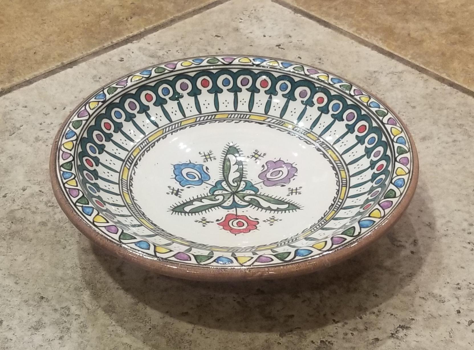 Moroccan Hand Painted Pottery Plate, Multi-Color 99 For Sale 1