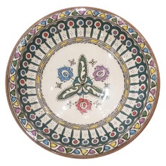 Moroccan Hand Painted Pottery Plate, Multi-Color 99