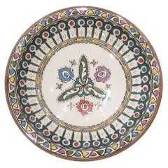 Moroccan Hand Painted Pottery Plate, Multi-Color 99