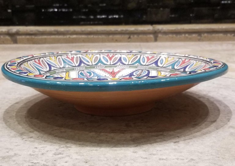 Moroccan Hand Painted Pottery Plate Multi Color 91 For Sale At