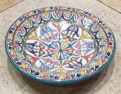 Moroccan Hand Painted Pottery Plate, Multi-Color 92
