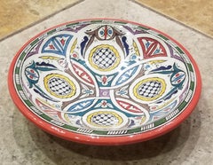 Moroccan Hand Painted Pottery Plate, Multi-Color 93