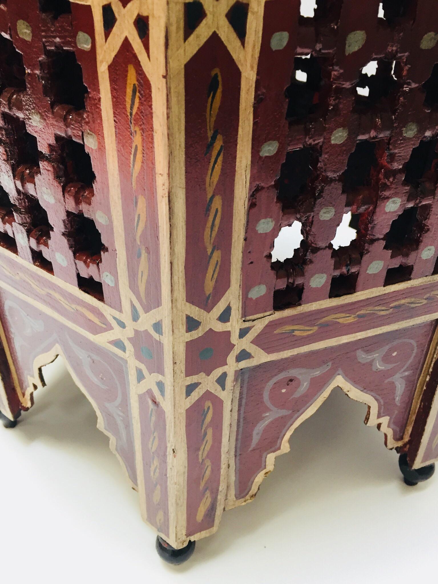 Moroccan Hand-Painted Side Table with Moorish Designs 6