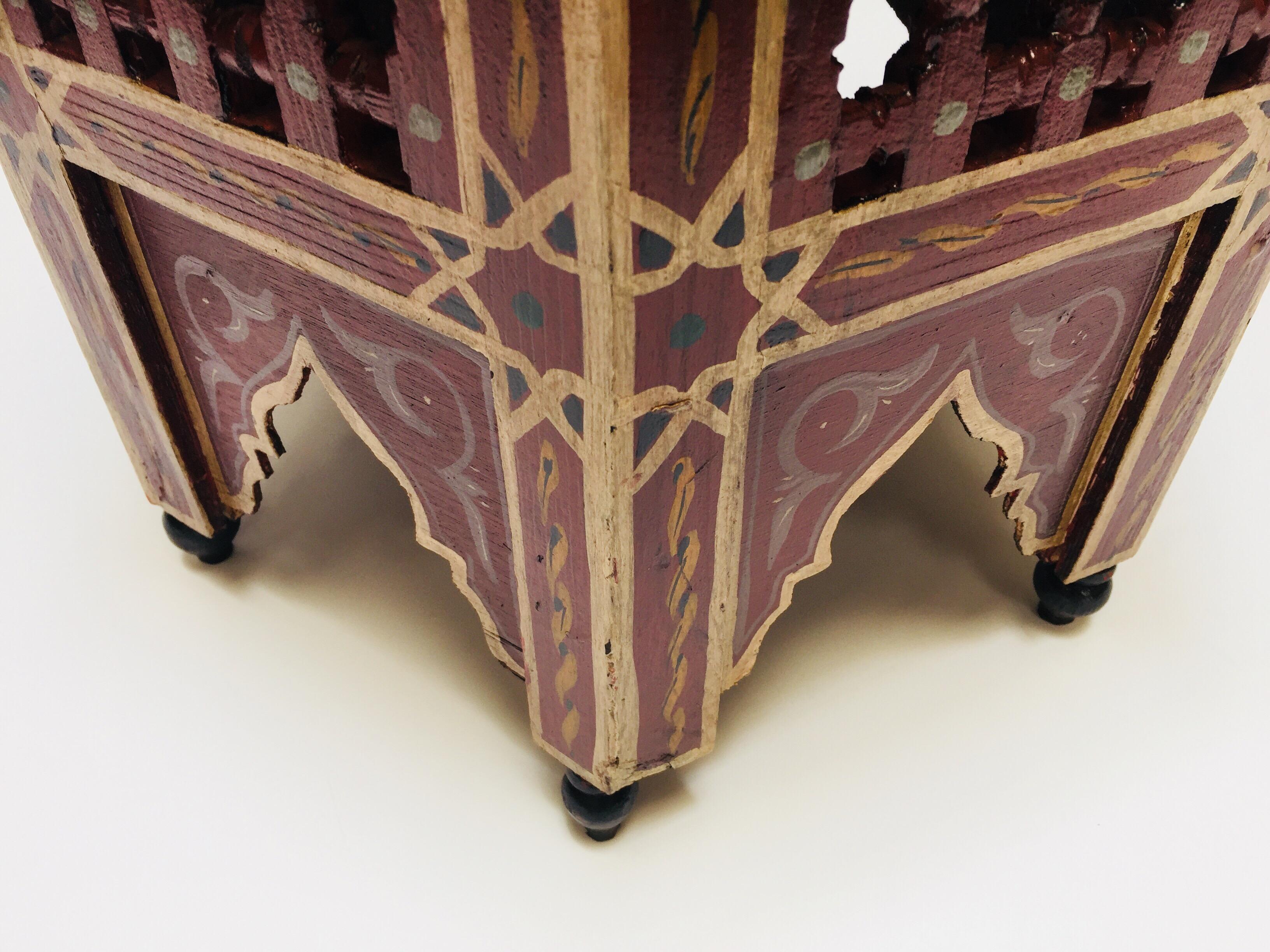 Moroccan Hand-Painted Side Table with Moorish Designs 9