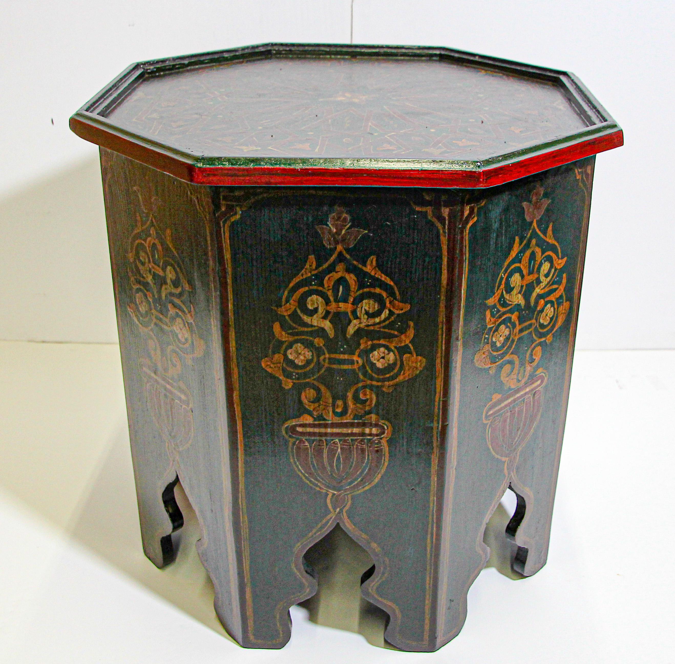 Hand-Crafted Moroccan Hand Painted Table with Moorish Designs
