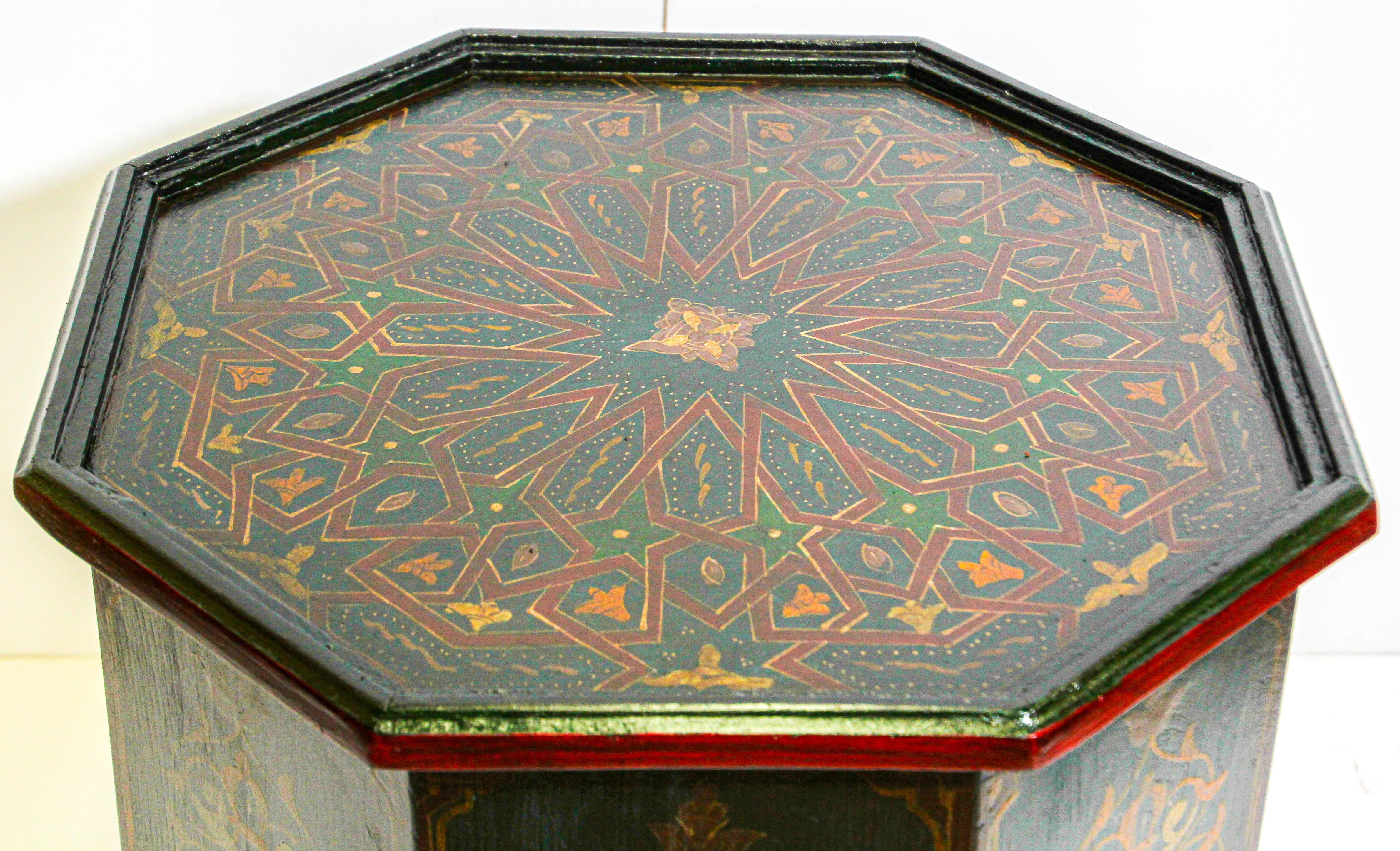 Moroccan Hand Painted Table with Moorish Designs In Good Condition In North Hollywood, CA