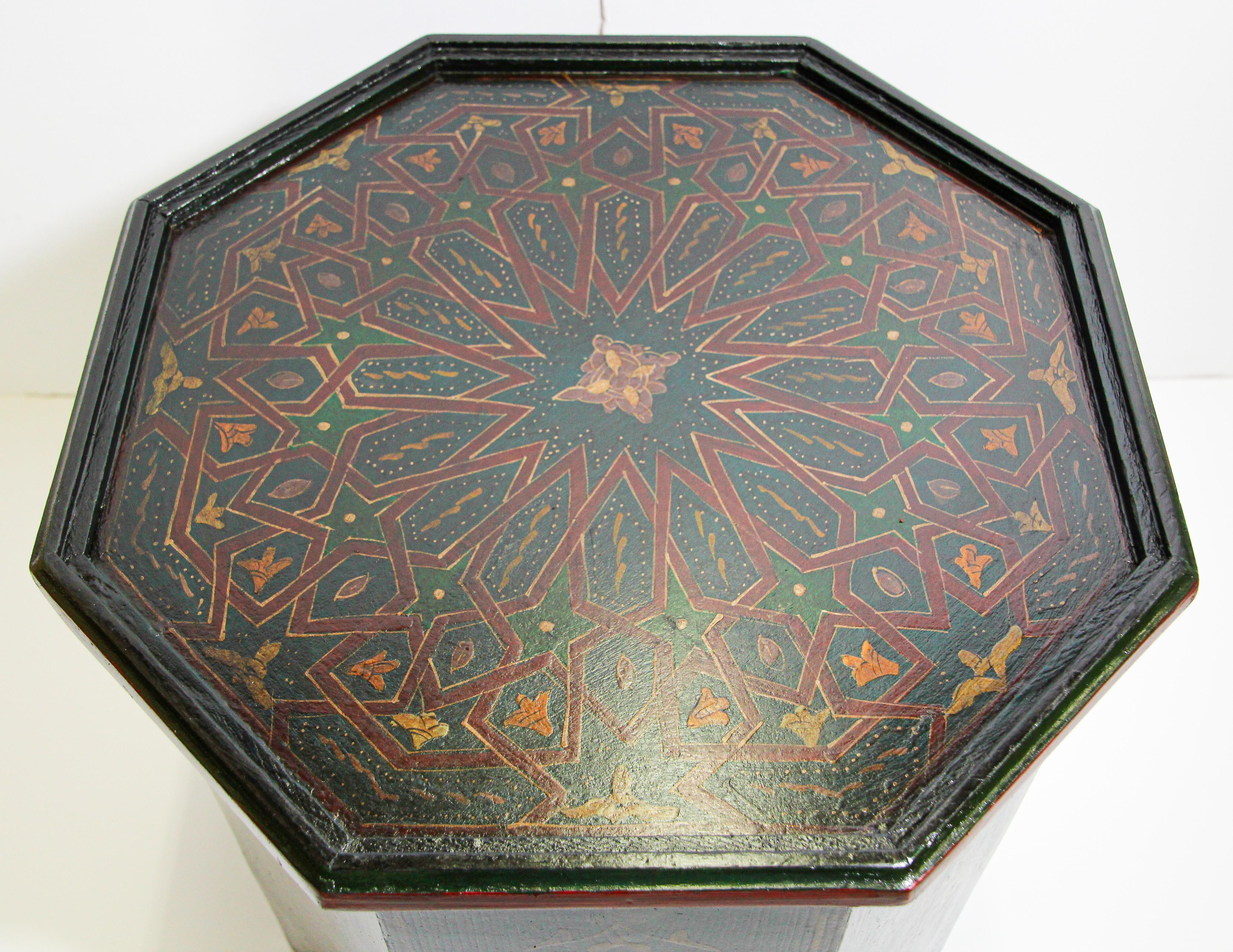 20th Century Moroccan Hand Painted Table with Moorish Designs