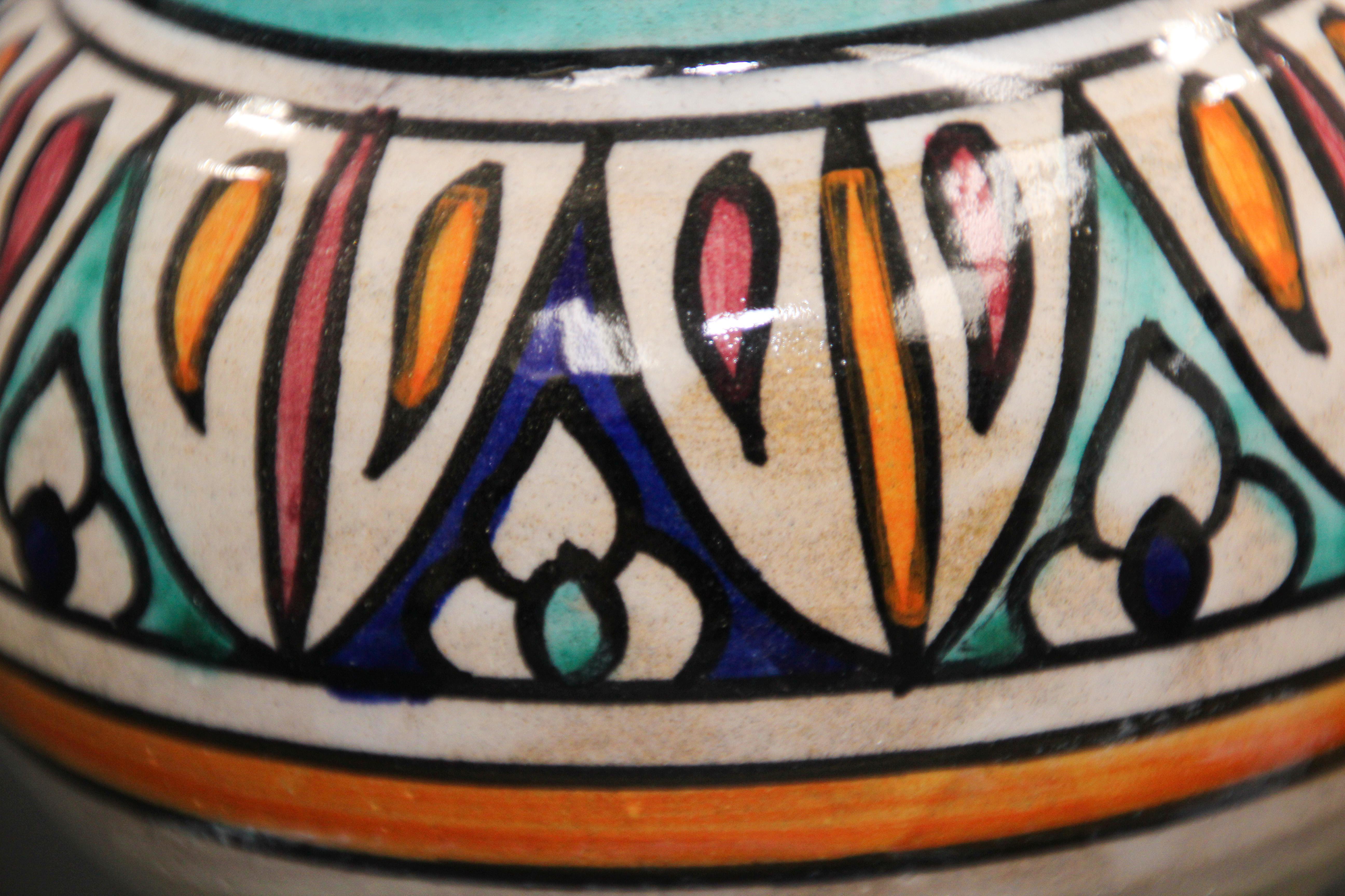 Céramique vintage marocaine peinte à la main Astray de Fès en vente 2