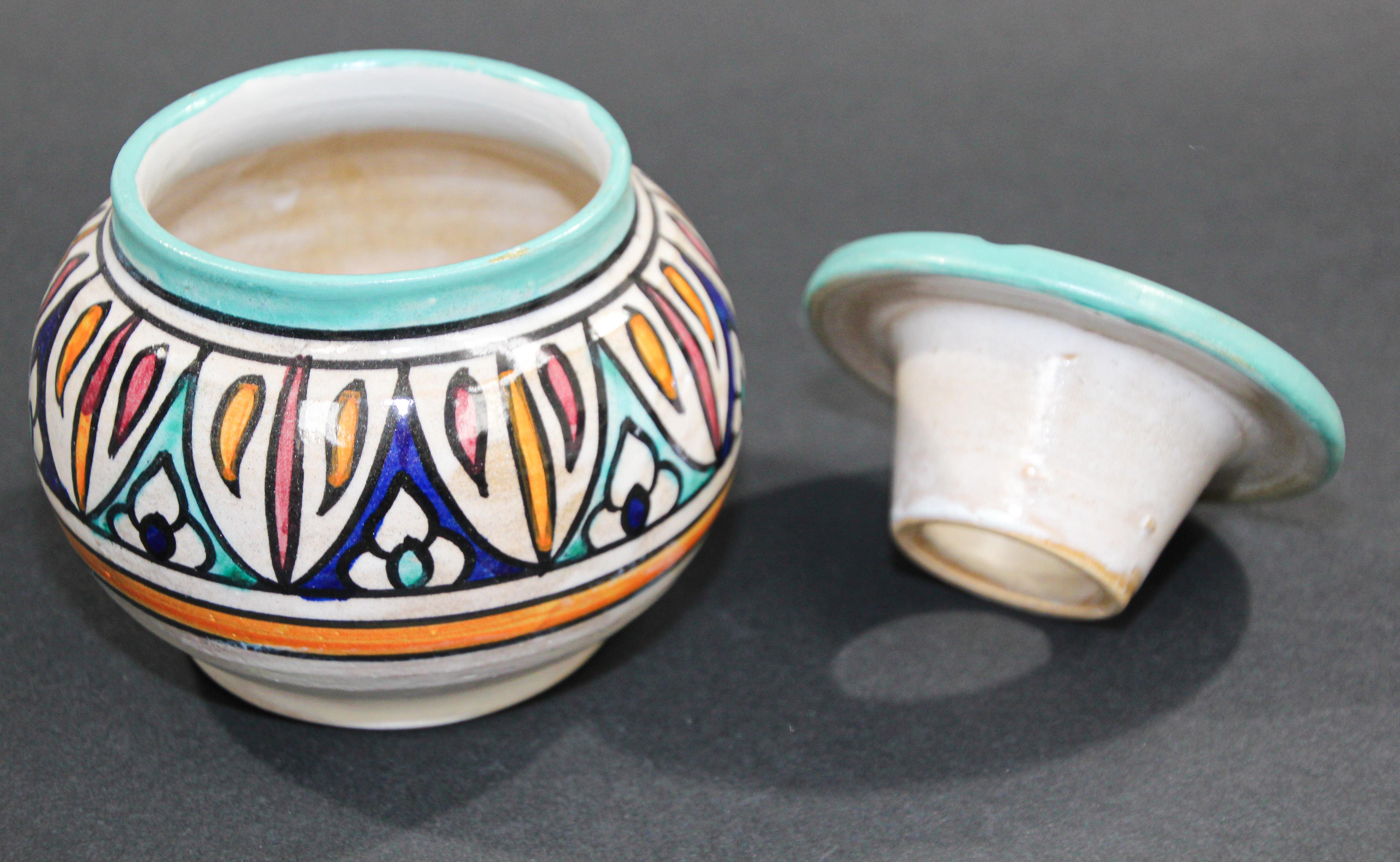 Fait main Céramique vintage marocaine peinte à la main Astray de Fès en vente