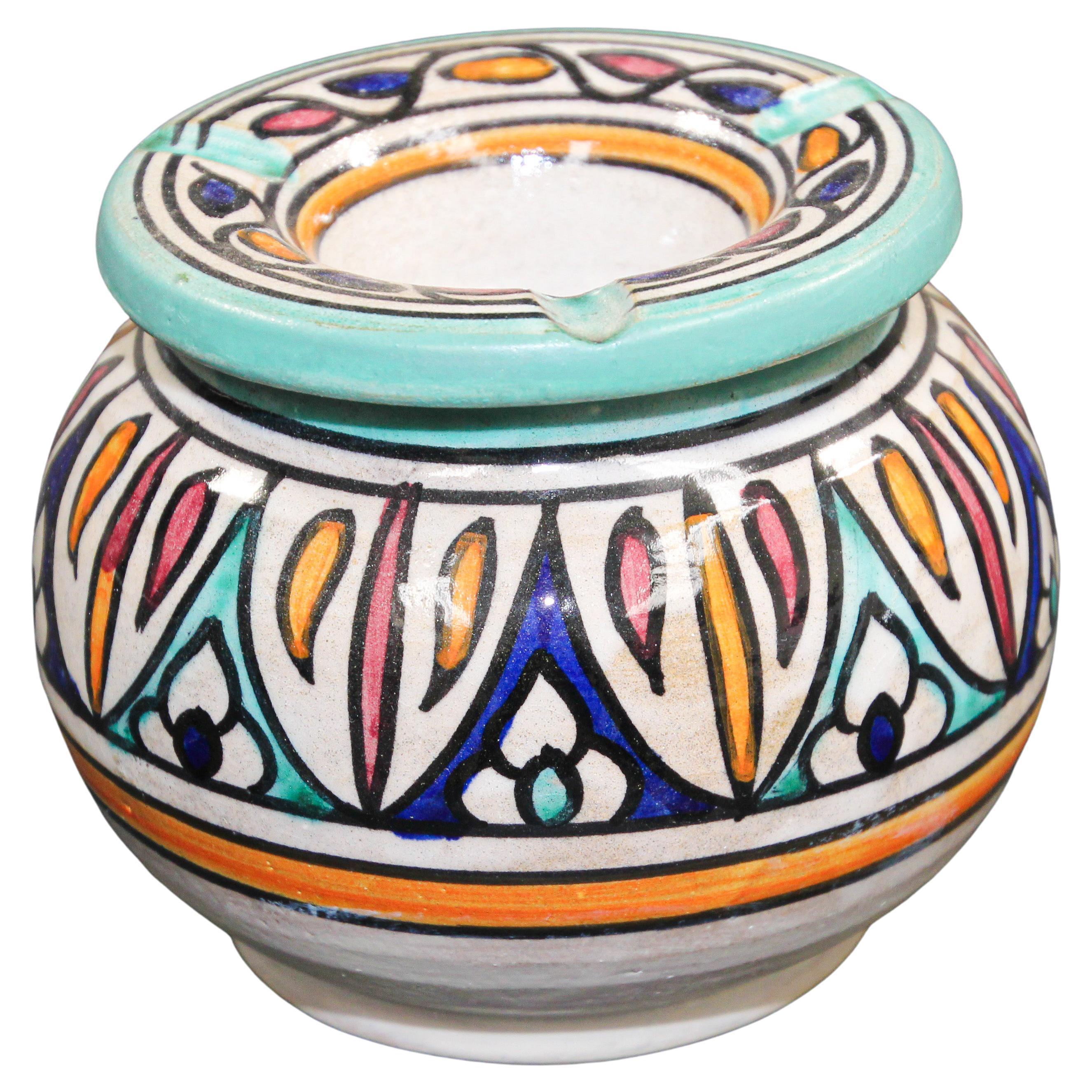 Céramique vintage marocaine peinte à la main Astray de Fès en vente