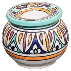 Moroccan Hand Painted Vintage Ceramic Astray from Fez