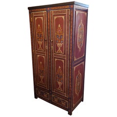 Moroccan Hand Painted Wooden Armoire, Plenty of Space