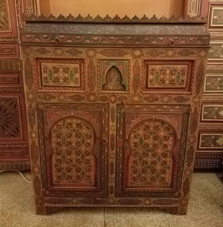 Moroccan Hand Painted Wooden Plenty of Storage For Sale at 1stDibs